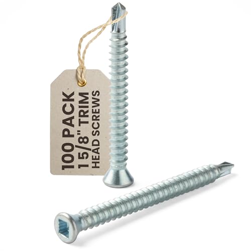 ASMC Industrial - Pro Self-Drilling Screws - Square Drive Trim Head, Zinc-Plated Metal Screw, Low-Carbon Steel, Self-Tapping Sheet for Metal, Wood, Automotive & Fasteners - 6-20 x 1 5/8