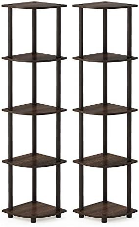 Furinno 5-Tier Corner Shelf, Wood, Beech and White, one size