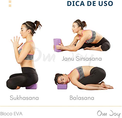 Kit 2 Blocos em EVA para Yoga e Outros Exercícios Profissional com Medidas de 23cmx15x7,5cm, Alongam