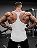 Muscle Cmdr Men's 1 Pack Stringer Tank Tops Bodybuilding Y-Back T-Shirts Gym Fitness Workout Training Running T-Shirts Athletic Quick Dry Top (White 2XL) #3