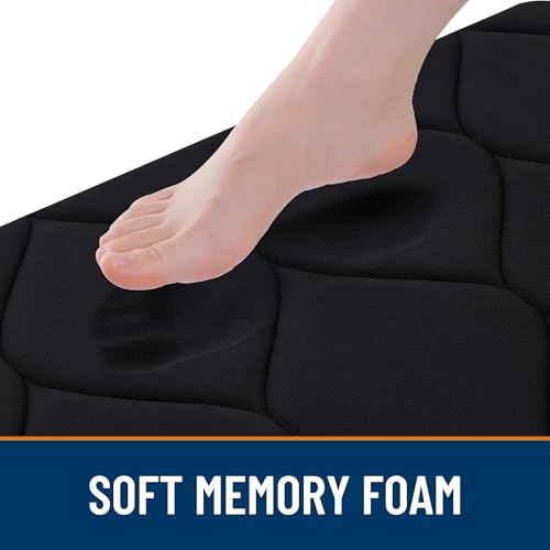 Image of Smiry Memory Foam Bath Mat 30''x20'', Ultra Soft Non-Slip Bathroom Rug, Plush Water Absorbent Quick Dry and Machine Washable Floor Mat for Shower, Tub & Home Decor, Black