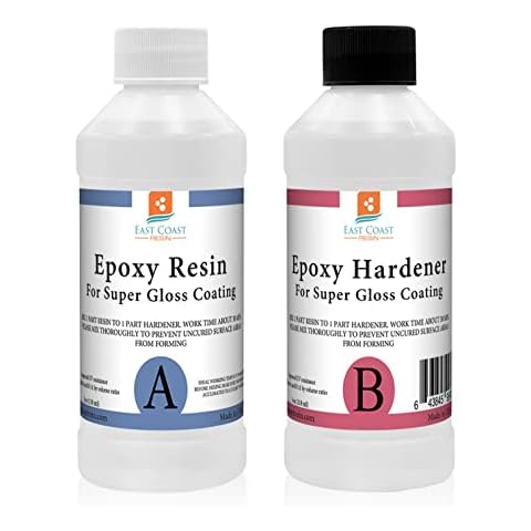 Epoxy Resin 8 oz Kit | 1:1 Crystal Clear Resin and Hardener for Super Gloss Coating | for Bars, Tabletop, Art, Jewelry, Casting Molds | Safe for Use on Wood, Metal, Stone, Plastic, Marine Sealer Cover