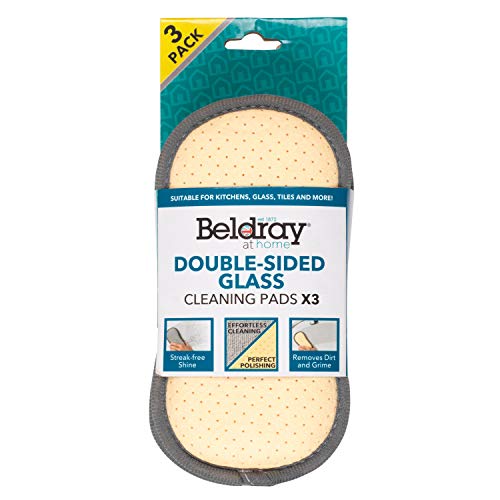 Estropajos de Limpieza LA077639EU7 de Beldray® de Doble Cara para Cristal, Paquete de 3 | Brillo sin Marcas | Ideal para Limpieza de cocinas, baños, Interiores de Coches y más