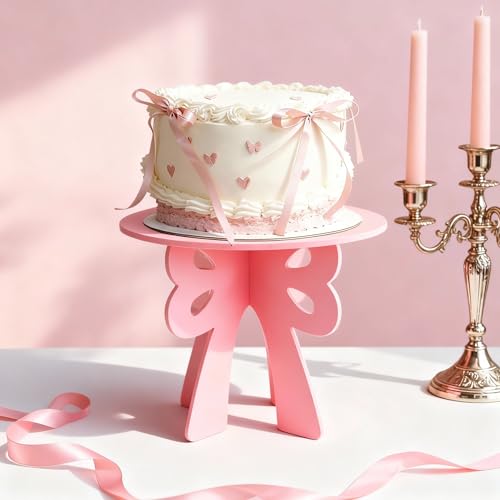Lallisa Bow Cake Stand Pink Coquette Party Decorations 3D PVC Dessert Holder for Baby Shower Wedding Decor Holiday Props Theme Gift Birthday Bachelorette Bridal Party Supplies by Lallisa - Image 4