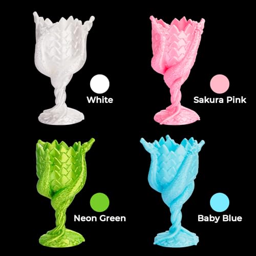 Image of AMOLEN PLA 3D Printer Filament,PLA Filament 1.75mm,Silk Filament Bundle,White,Sakura Pink,Neon Green,Baby Blue, 3D Printing Filament Bundle, 200gX 4 Spools