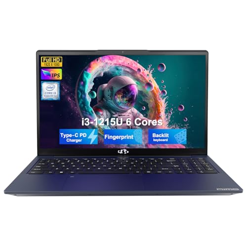 NIMO 15.6" FHD IPS Student-Laptop-Computer - Intel Core i3-1215U(Beat i5-1135G7, 6 Cores Up to 4.4GHz), 16GB RAM 256GB SSD, 65W Type-C, 2 Years Warranty, Fingerprint, Backlit Keyboard, Wi-Fi 6, BT5.2