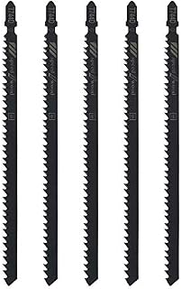 5Pcs T744D Jigsaw Blades High Carbon Steel 6 TPI 150mm Working Length Straight Fast Cutting T-Shank Jig Saw Blades for Wood Plastic