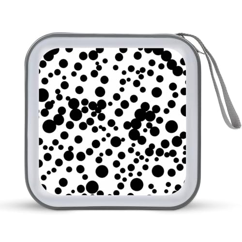 Étui CD rigide antichoc à gros pois noirs et blancs pour 40 DVD One Size