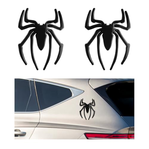 Image of 2 PCS Spider Emblem, 3D Spider Shape Badge Sticker Personalized Car Body Decal, Cool Badge Emblem Sticker Exterior Decor for Bumper Fender Side Door Window, Car Accessories (Black)