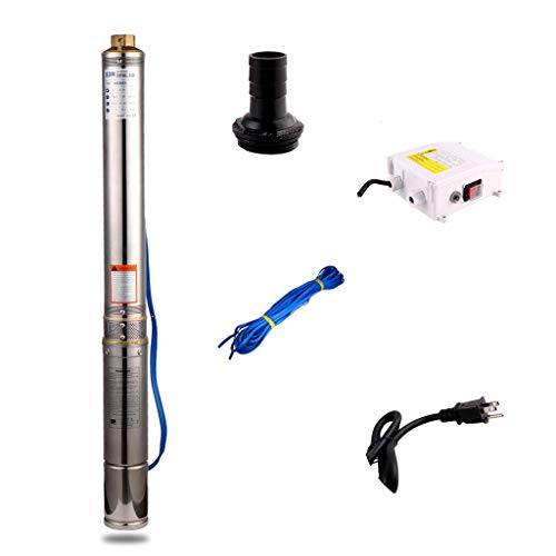 SHYLIYU Submersible Pumps 4" OD Pipe 110V/60HZ 0.37KW 0.5HP Stainless Steel Deep Well Pump 1.25" Outlet Submersible Bore Pump Deep Well Pump with Control Box for Industrial and Home Use