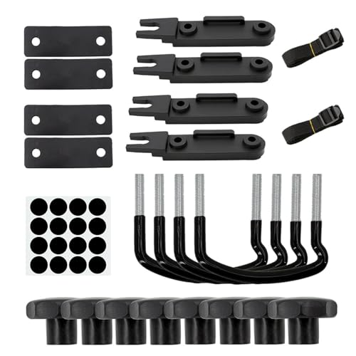 Zosgrew Roof Box U-Bolt Clamps Kit, Rooftop Cargo Carrier Rack Bolt Clips, U-Bracket Clips with Lock Nuts, Universal Travel Accessories (Black)