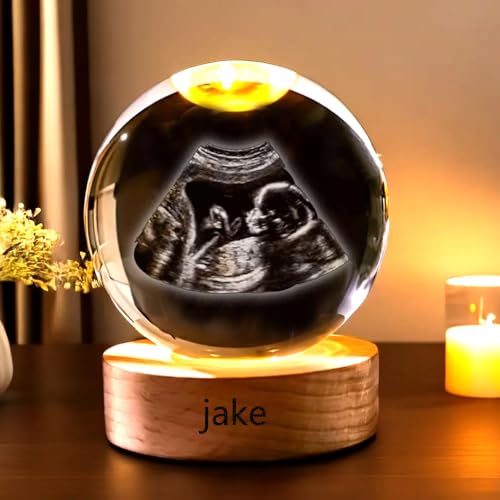 Veilleuse Personnalisée en Forme De Boule De Cristal, Boule De Cristal Décorative Personnalisée avec Photo Et Texte, Cadres Photo Personnalisés 2D for...
