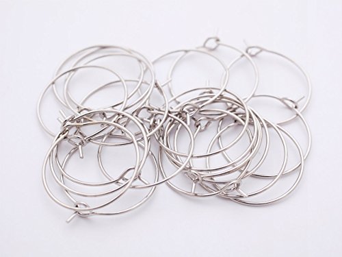紗や工房 ワイヤーフープピアス ラウンド 約10ペア シルバー サークル ワイヤーピアスパーツ ピアス金具 副資材 手芸材料 部品