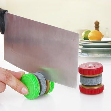 Mini Kitchen Knife Sharpener Stone Abrader Two Grinding Wheels Sharpening Tool