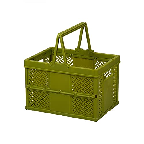 FunAloe Panier de pique-nique en plein air pour supermarché, courses, sortie de printemps, légumes, panier de transport portable, panier de rangement pliable pour meubles de cuisine, décoration (vert) Cover