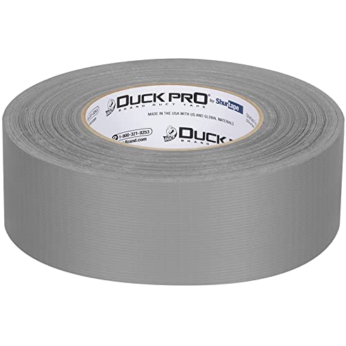 Image of Duck Pro by Shurtape Professional Grade, Co-Extruded Cloth Duct Tape for HVAC, Insulation and Housing Assembly, 48mm x 60yd, 10.0 mil, Silver, 1 Roll (105454)