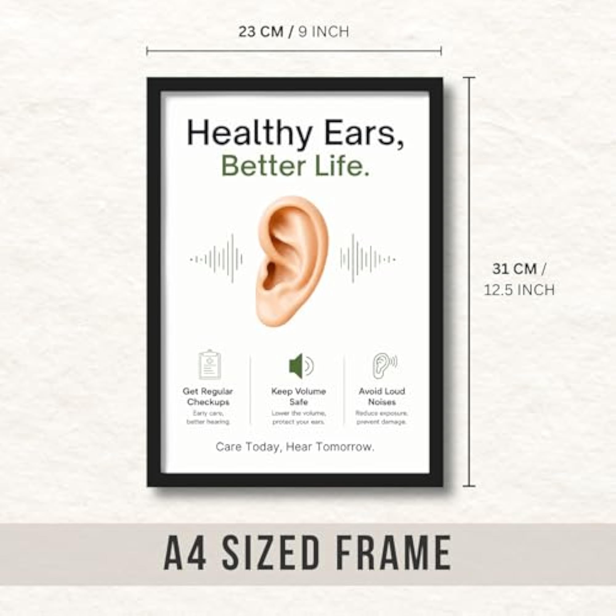 Educational Ear Care Wall Frame Poster for Clinic & Office