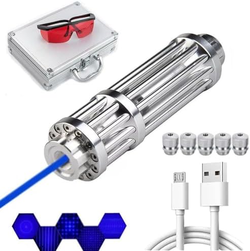 High Powered Blue Flashlight with 1500M Long Range, Rechargeable Handheld Flashlight, Outdoor Activity Equipment