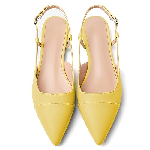 Soireelady Women's Slingback Flats, Closed Pointed Toe 2CM Ballet Flats, Cap Toe Comfortable Casual Flat Office Dressy Shoes3