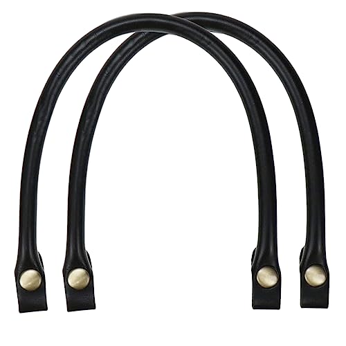 2 stuks zakgrepen leer zwart drukknop lederen tasriem duurzaam dik PU-leer vervangende handgreep voor doe-het-zelvers handtas riem