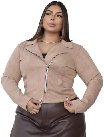Jaqueta Feminina Suede Plus Size G1 G2 G3 Camurça Feminina Estilo...