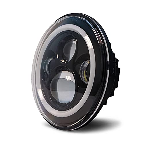DV8 7" Round Projector LED Headlight with Halo Kit for 07-18 Wrangler JK