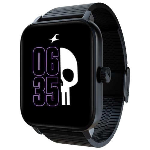 Fastrack Phantom Smart Watch|1.85" UltraVU Display| Functional Crown| SingleSync BT Calling|100+ Sports Modes|100+ Watchfaces|AI Voice Assistant|in-Built Games| Aluminium Case with Mesh Strap