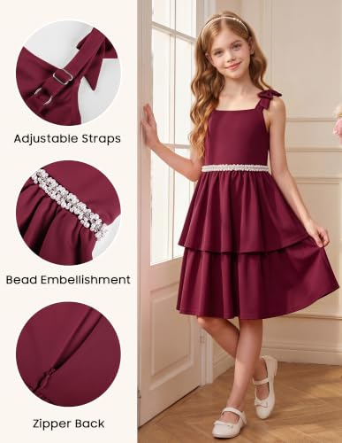 GRACE KARIN Girls Burgundy Party Dress Birthday Semi Formal Dresses,7Y — view 5