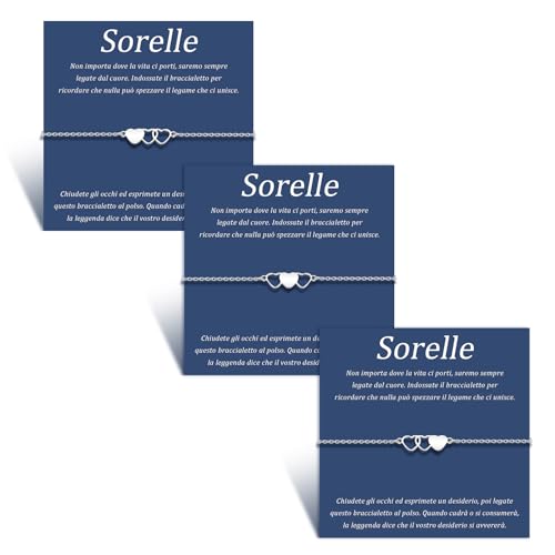 SUNSH 3 Pezzi Bracciali Sorelle Bracciale Per Ragazze Bracciali Abbinati Bracciale A Cuore In Acciaio Inox Braccialetto Della Ragazza Miglior Regalo Delle Sorelle Regalo Di Compleanno Natale