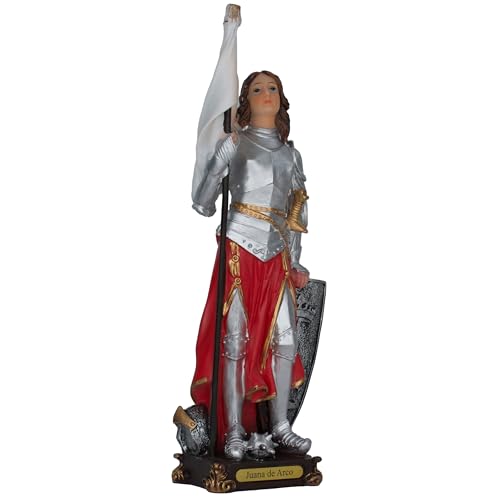 Estatua religiosa Juana de Arco 12 pulgadas pintura a mano miniatura 2