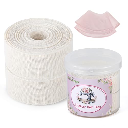 Image of 10 Yards Fishbone Tape for Sewing Banroll Tape for Sewing Narrow Hem Sewing Accessories Rolled Hem Tape for Chiffon or Delicate Fabrics Fishbone Boning Lining Seam Guide for Hemming Tool 3.5CM Width