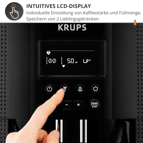Krups Essential Kaffeevollautomat mit Milchschlauch, 2-Tassen-Funktion, LCD-Display, Einfache...