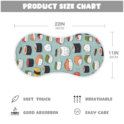 Cute Sushi Food Burp Cloths Baby Boys Girls Absorbent Soft Cotton Burping Cloths Rags, 2 Pack2