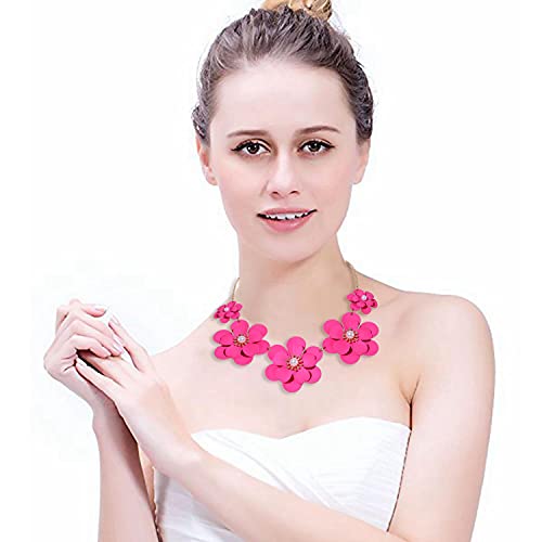 Boho Choker Necklace for Women Cute Flower Collar Necklace Statement Chunky Pearl Charm Summer Beach Chokers Necklaces Gifts for Women2