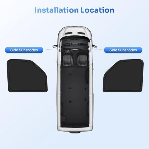 Image of Canvcle Window Shades for 1992-2025 2026 Ford Econoline E-Series Van & Motorhome E-150 E-250 E-350 E-450 Accessories Sun Shade Side Window Covers Sun Shield Privacy Protection for Camping Black 2PCS