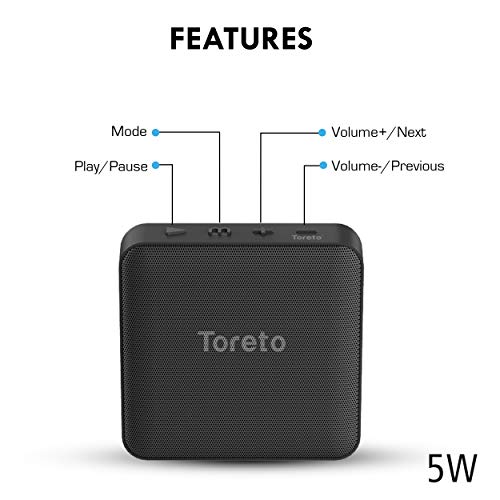 Image of Toreto BASH-336, 5W Portable Wireless Bluetooth Speaker with Mic (TOR-336, Black)