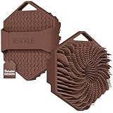 SILKLE Silicone Body Scrubber – Gentle Exfoliating Shower Scrubber for Body & Bath, Silicone Shower Brush & Loofah Alternative – Non-Slip Silicone Body Brush, Quick Dry, Hygienic - Brown