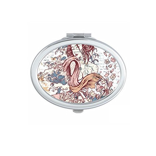 Miroir de poche portable pour retouches maquillage, motif Geisha culture japonaise