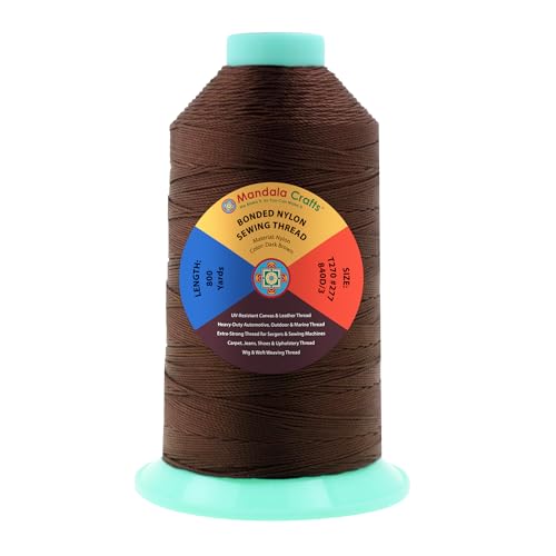 Mandala Crafts Size 277 840D T270 Dark Brown Bonded Nylon Thread, 800 YDs