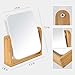 LFOYOU Vanity Makeup Mirror with Natural Bamboo Stand, Double Sided 360 Degree Swivel Magnifying Mirror, Tabletop Magnified Make up Mirror for Bathroom or Bedroom 8 Inch
