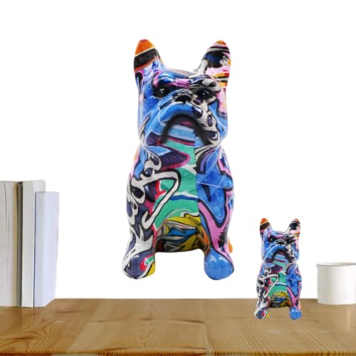 Statue de Bouledogue français multicolore en résine de 14 cm pour salon - 7