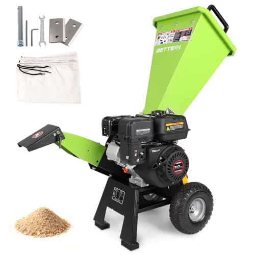 BETTERI Wood Chipper Gas Powered 7HP, 212CC Mulcher Chipper Shredder...