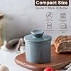 Neighborly Nook Butter Crock With Water Line For Countertop, French Dish With Lid, Ceramic Keeper For Fresh Spreadable Butter, Container Holder For Kitchen And Home Decor, White - View #4