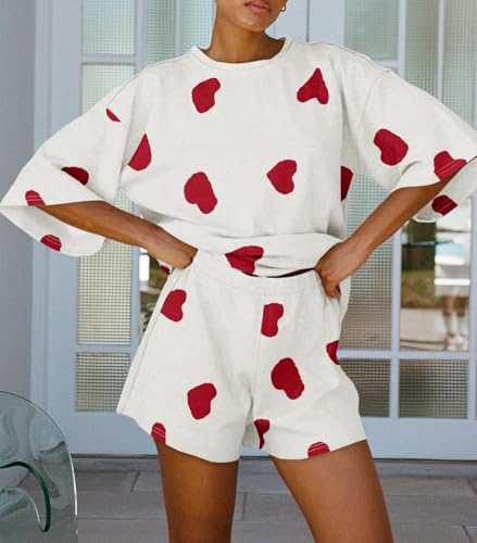 Image of Tankaneo Womens Pajama Sets 3 /4 Sleeve Oversized Tops & Loose Fit Shorts Lounge Set with Pockets Loungewear