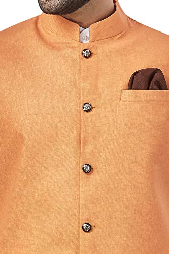 Image of BE ACTIVE 100% Cotton Solid Pattern Trendy Comfortable Stylish Full Sleeve Kurta Pajama Set with Jacket Nehru Style Koti for Men's ||