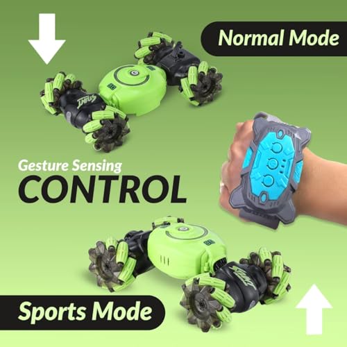 Image of 4WD High Speed Remote Control Car | Drift Stunt Car with Spray Smoke, LED Lights | Hand Gesture RC Stunt Car, Rechargeable,Double Sided 4WD Drift Remote Control Monster