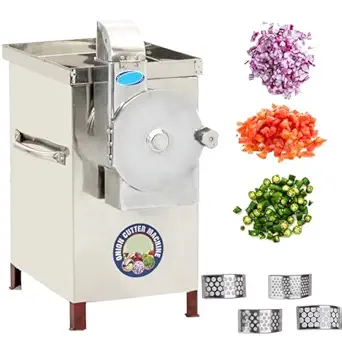 SWADESI KRAFTS Onion Cutter Machine Electric Big Hotel | Stainless Steel Vegetable Cutter Machine Commercial Comes With 1HP Motor Capacity 50-60kg/Hr. Onion, Chilly, Cabbage Other Vegetable Product A3