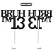 Bruh I'm 13 Cake Topper,Double-Sided Glitter Black 13th Birthday Cake Topper,Funny 13th Birthday Party Decorations for Teen Boys Girls 13 Year Old,Official Teenager,Happy 13th Birthday Supplies Decor
