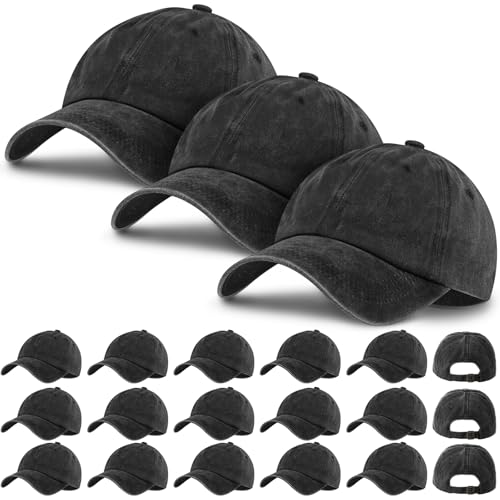 Image of Bonuci 24 /50 Pack Vintage Baseball Hat Bulk Washed Baseball Cap Adjustable Cotton Golf Hats for Men Women Sports