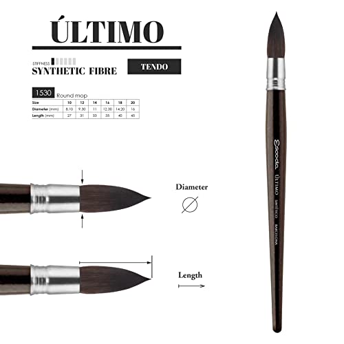 Image of Escoda Ultimo Series 1530 Artist Watercolor and Acrylic Paint Brush, Synthetic Squirrel, Mop, Size 16